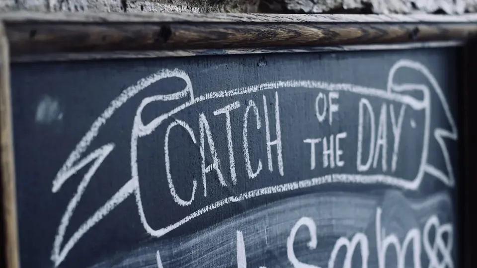 The Catch of the Day chalkboard at Harbour Inn on Harbour Street