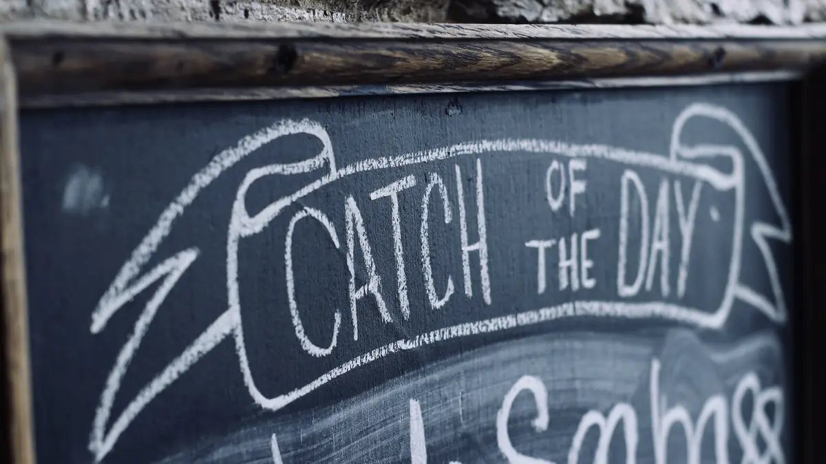Catch of the Day chalkboard at Harbour Inn