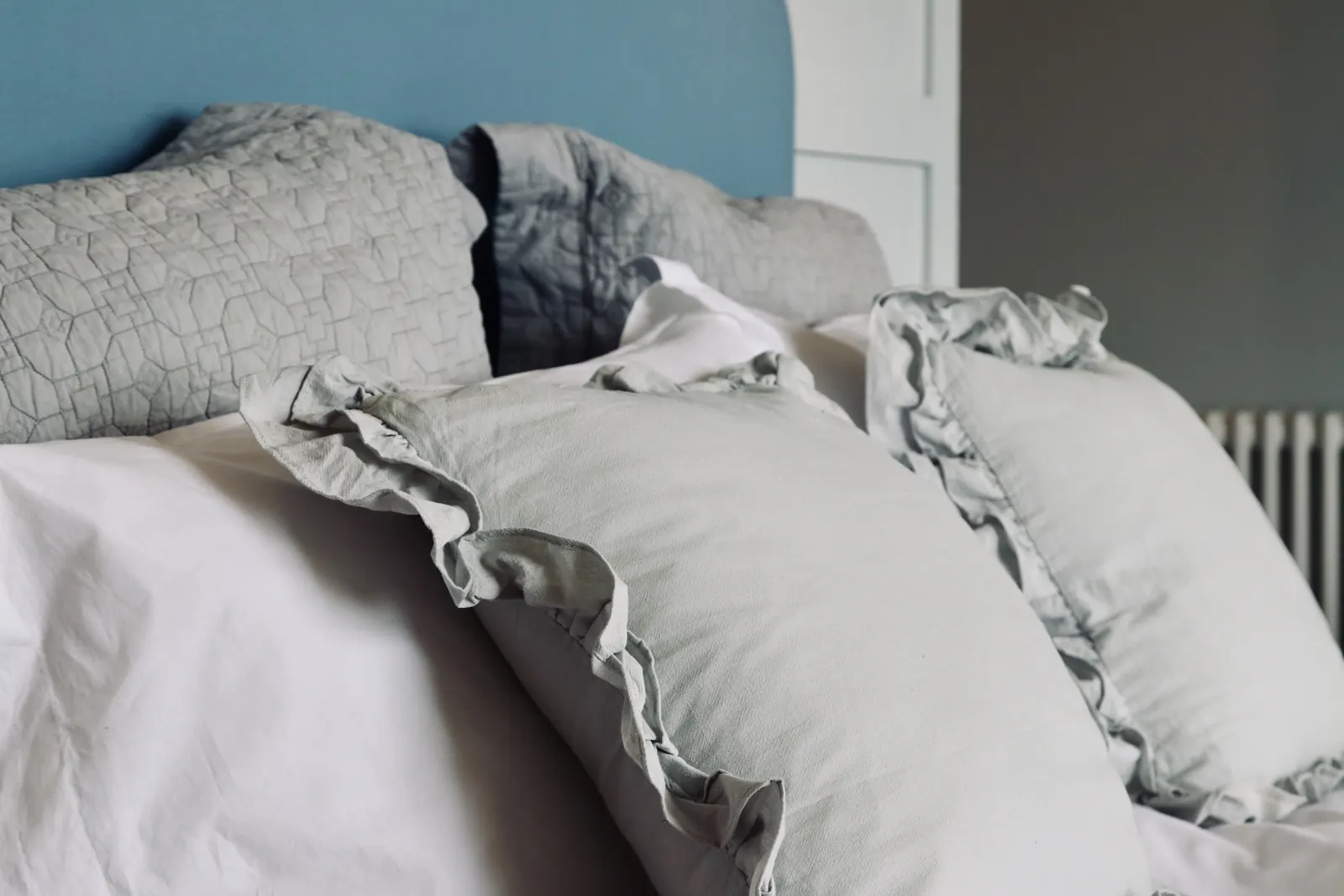Pillows on a freshly made bed