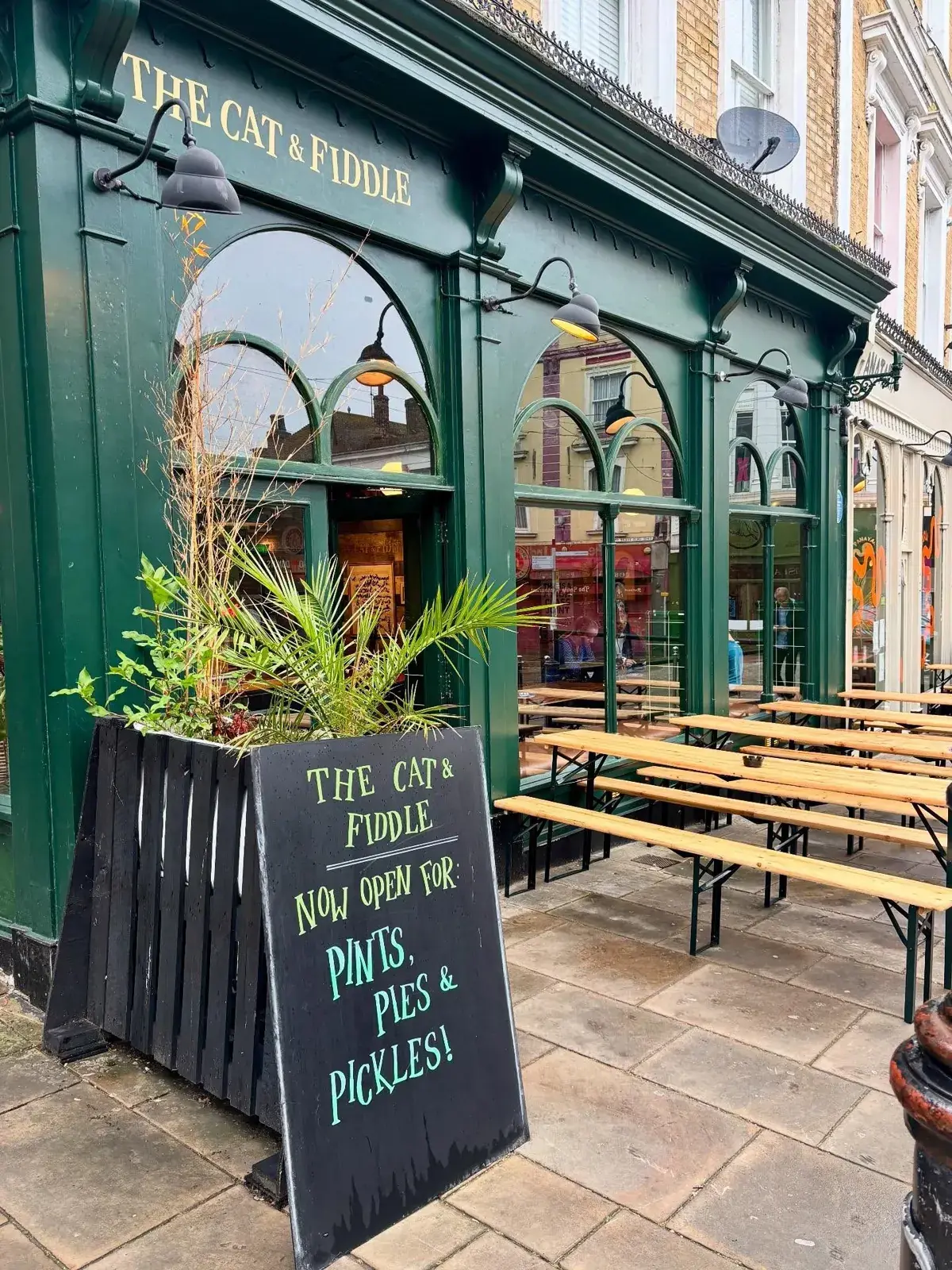 Cat & Fiddle's green frontage on Rendezvous Street
