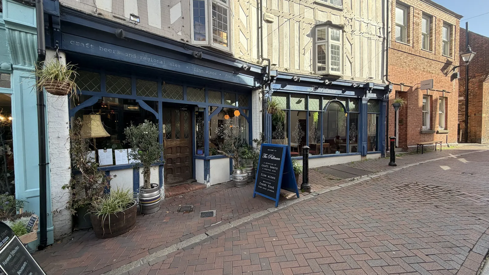 The Pullman's frontage on Church Street in Folkestone's Old Town on a sunny day