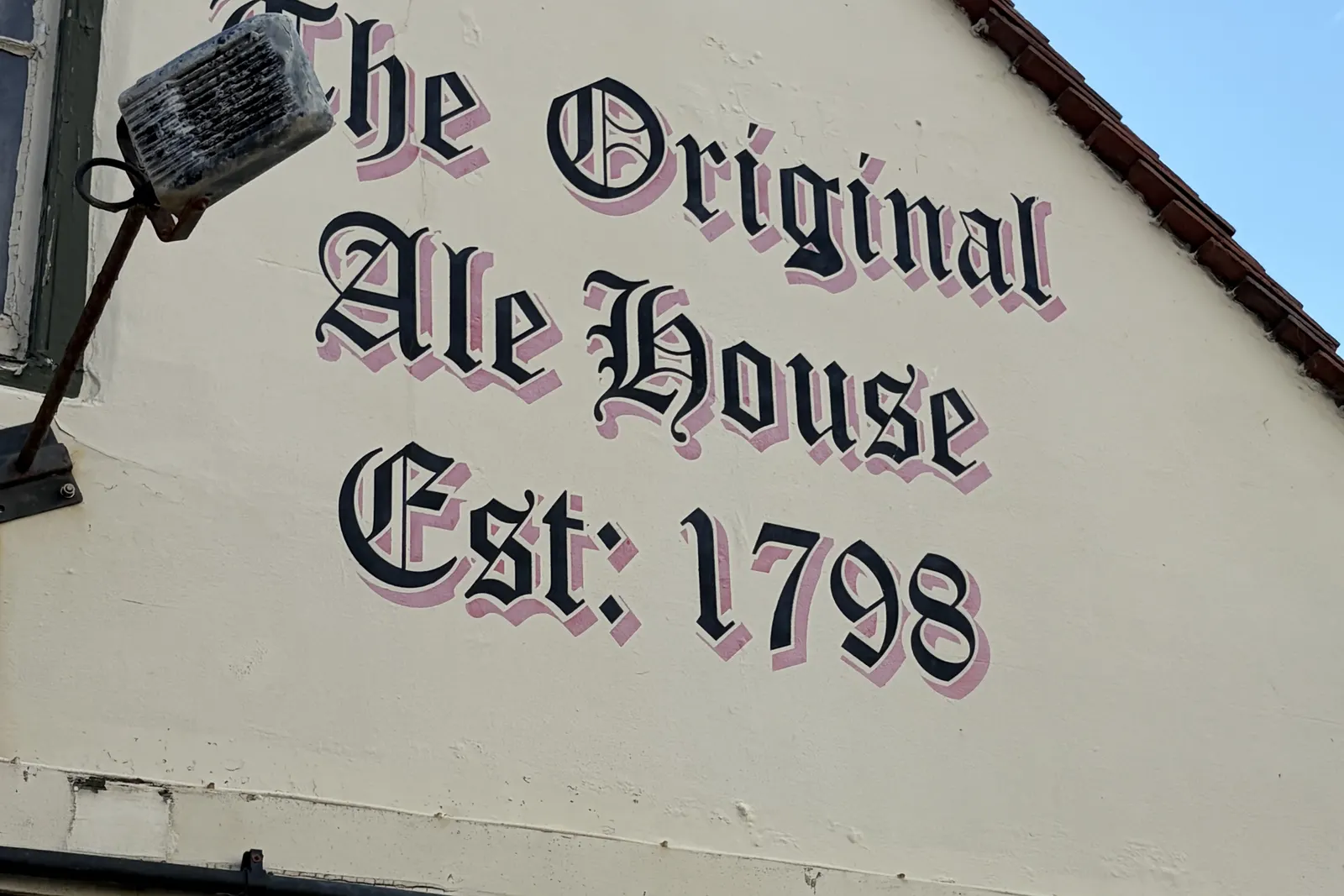 The Original Ale House, Est 1798, painted on the gable of The Ship Inn in Sandgate
