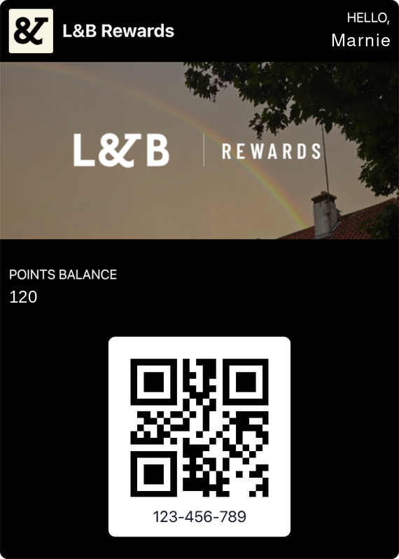 L&B Rewards card in Apple Wallet